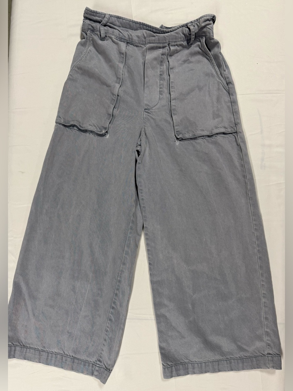 YFB Gray Wide Leg Utility Cropped Pants Tencel Cotton Size M